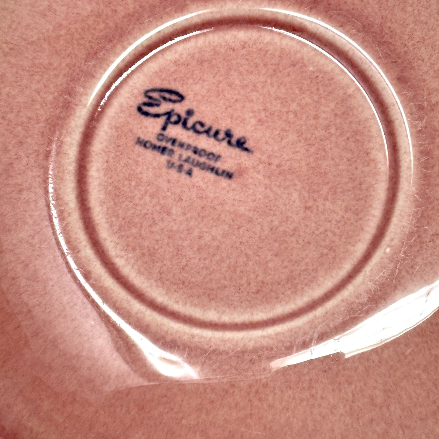 Homer Laughlin Epicure, Dawn Pink, Coupe Bread Plate, MCM Design, East Liverpool, Ohio, 1954