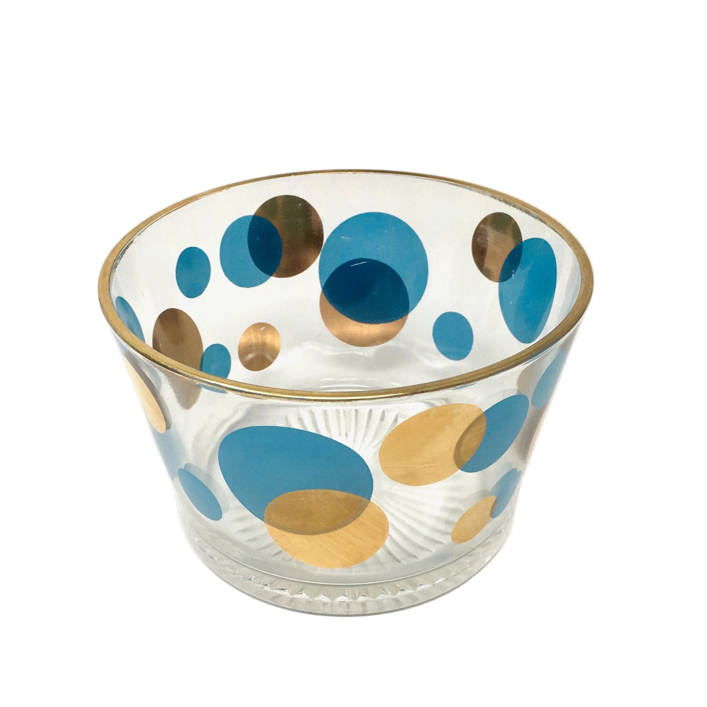 Russel Wright, Glass Ice Bucket, Eclipse, Blue and Gold Dots, Bartlett Collins, 1950s