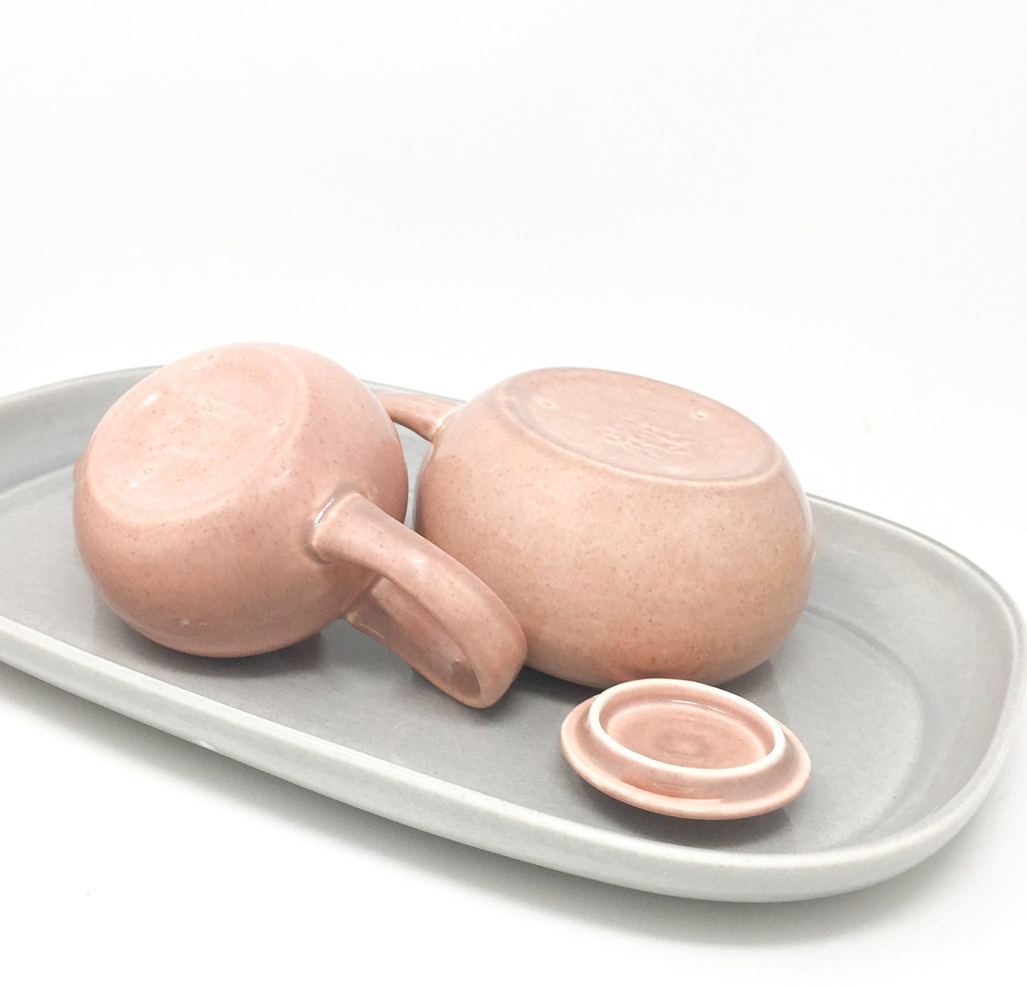 Russel Wright Coral Creamer and Sugar Bowl | MCM Steubenville Pottery