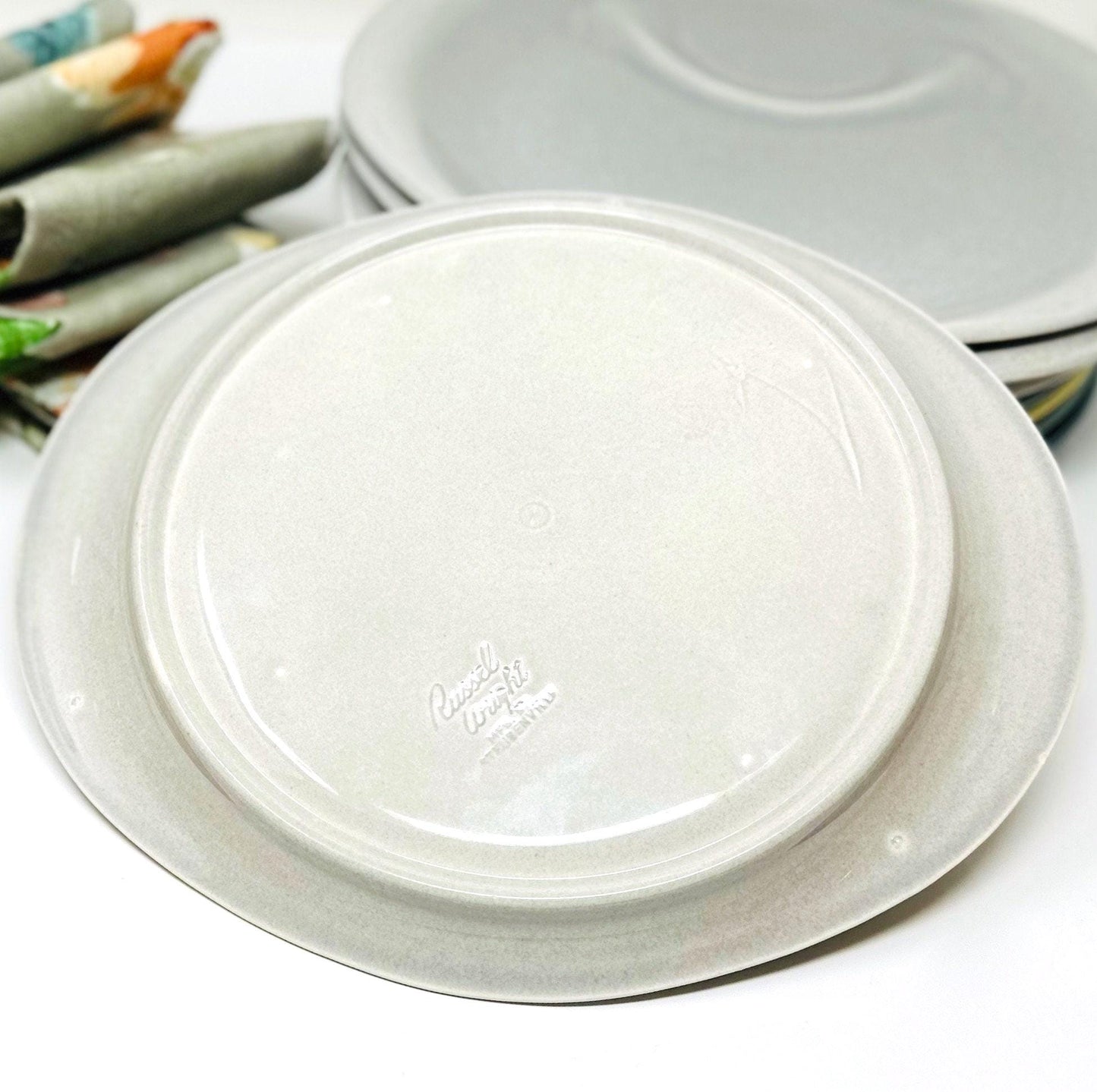 Russel Wright Granite Gray Hostess Plate | American Modern, Steubenville Pottery, 1950s