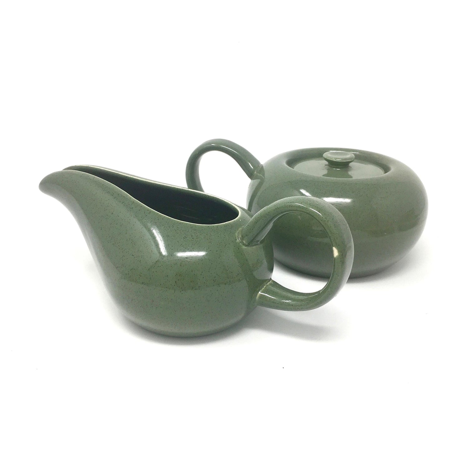 Russel Wright Cedar Green Creamer and Sugar Bowl | American Modern