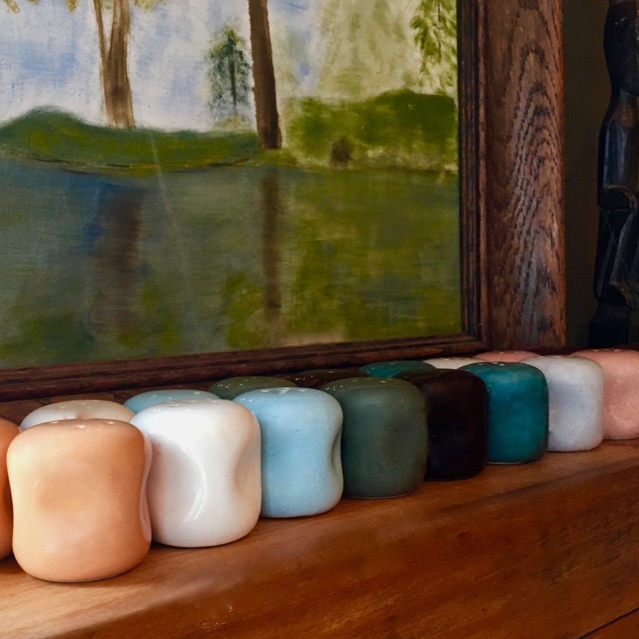 Russel Wright Bean Brown Salt and Pepper Shakers |  American Modern