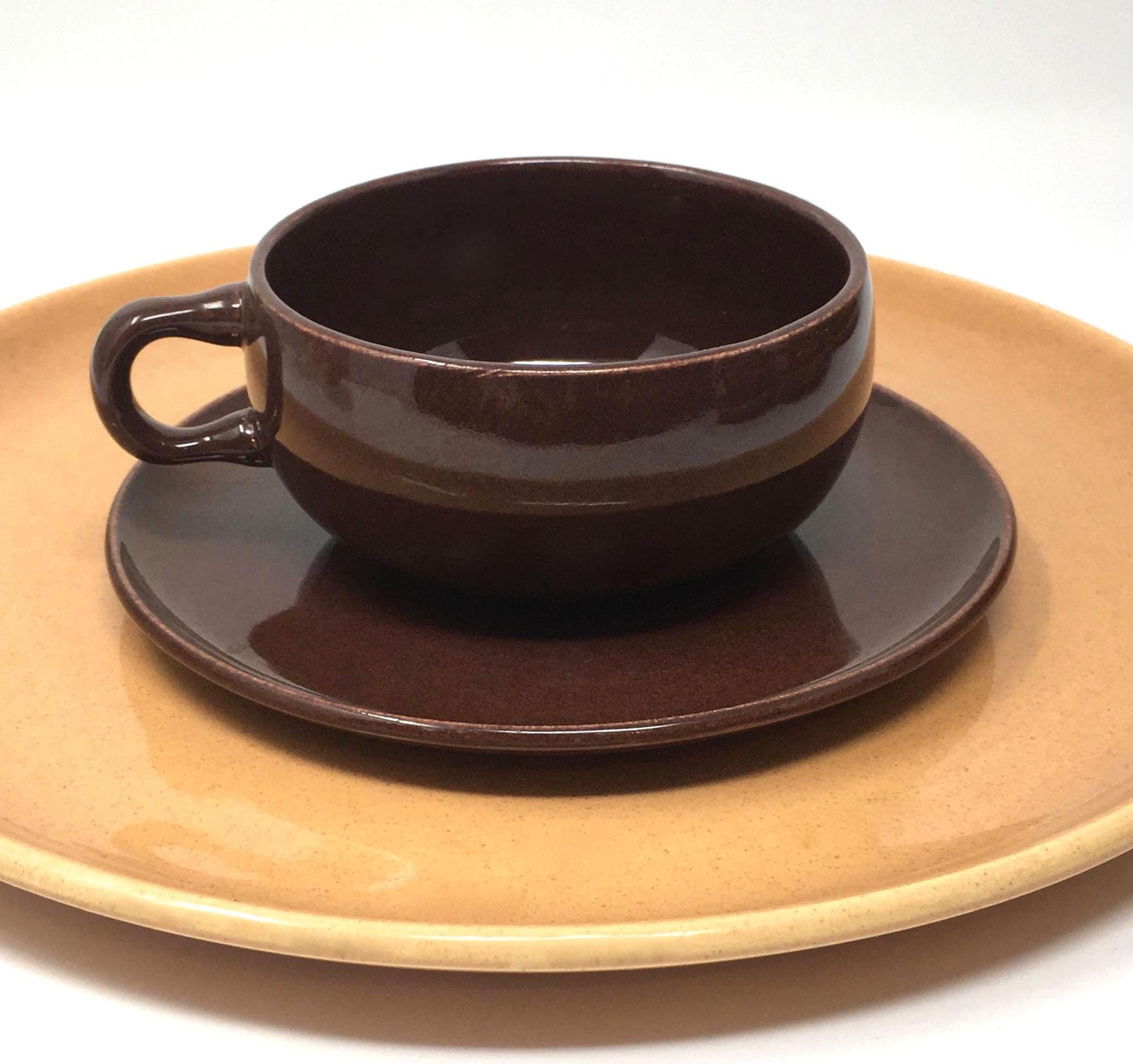 Russel Wright Bean Brown Flat Cup and Saucer |  American Modern