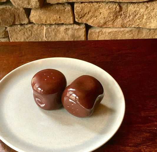 Russel Wright Bean Brown Salt and Pepper Shakers |  American Modern