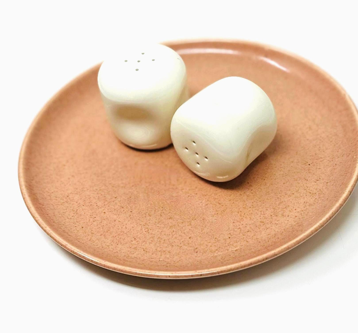 Russel Wright White Salt and Pepper Shakers: American Modern Organic Design