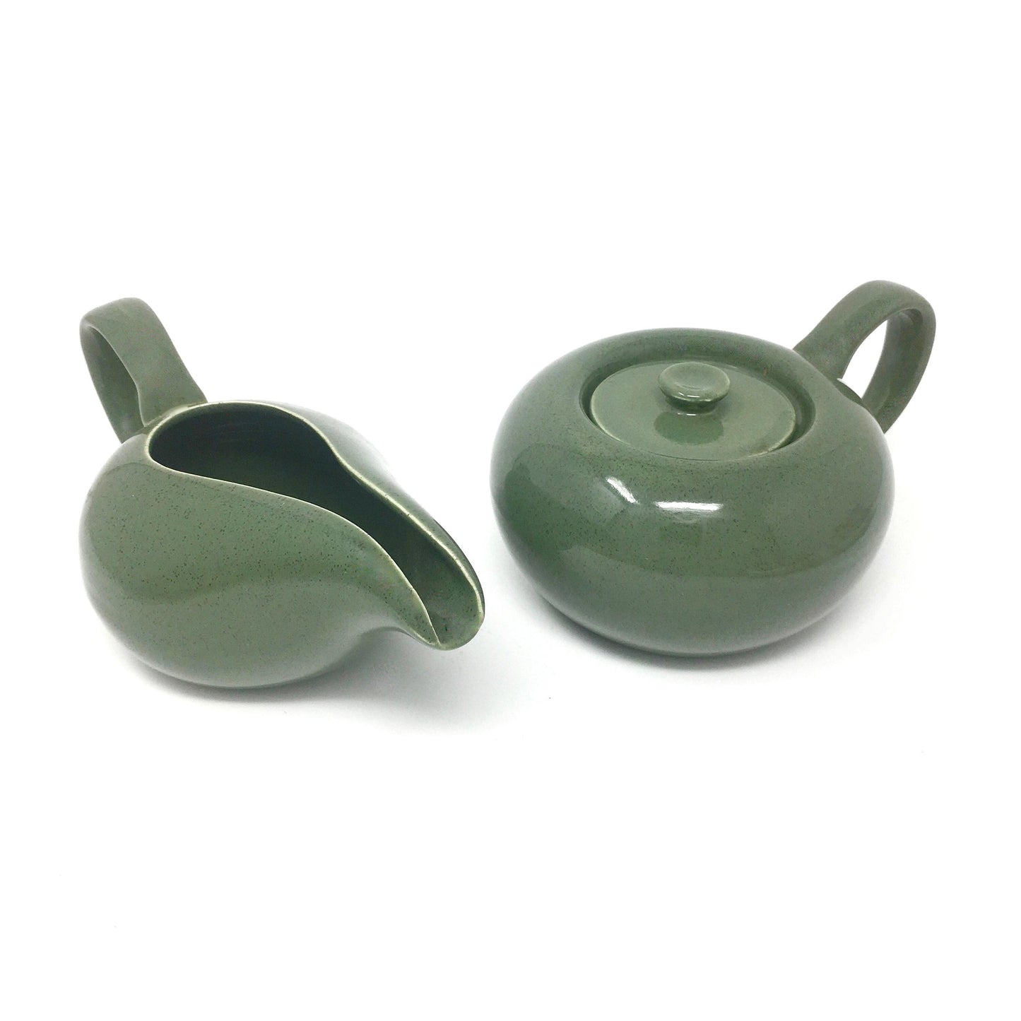 Russel Wright Cedar Green Creamer and Sugar Bowl | American Modern