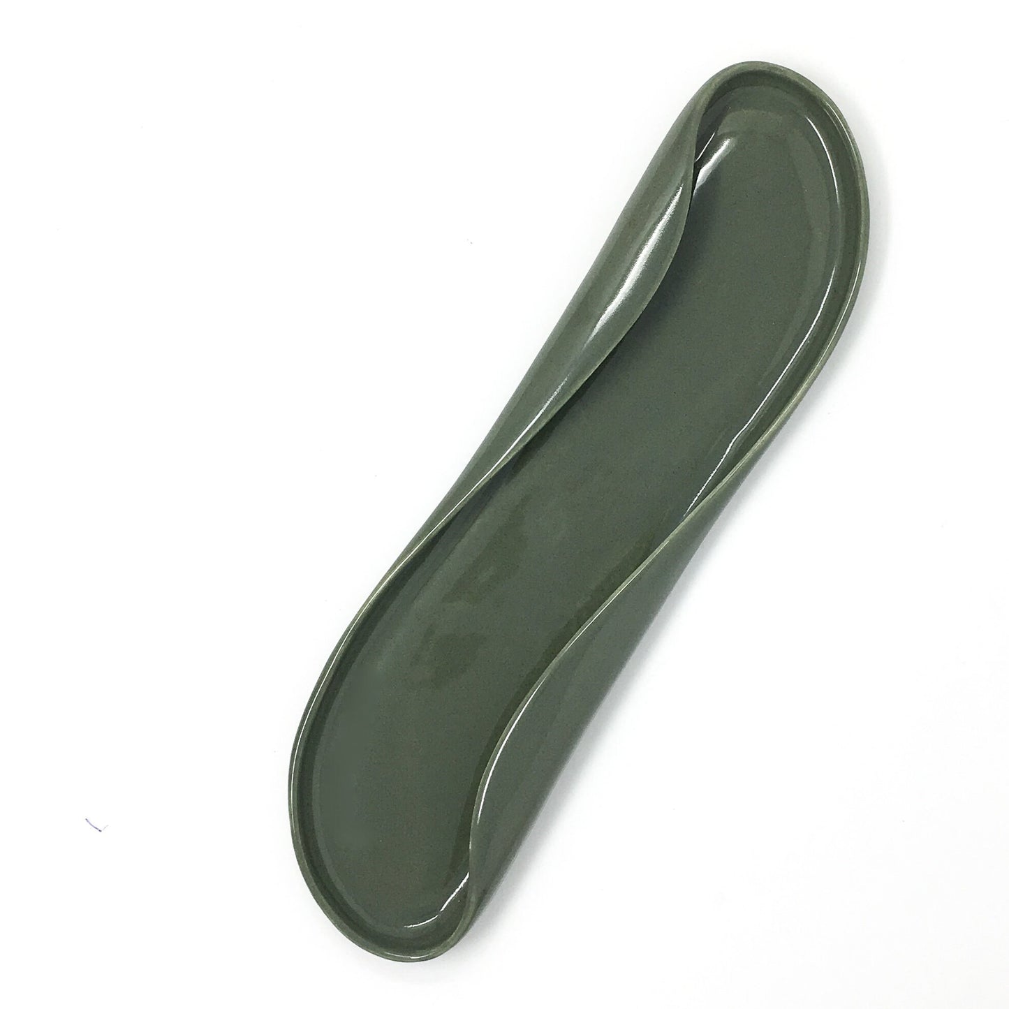 Russel Wright, Celery Tray, Cedar Green, MCM, American Modern, Steubenville Pottery, 1950s