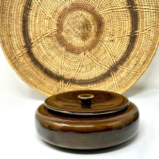 Russel Wright, Black Chutney, Serving Bowl with Lid, American Modern by Steubenville Pottery, 1939-1959