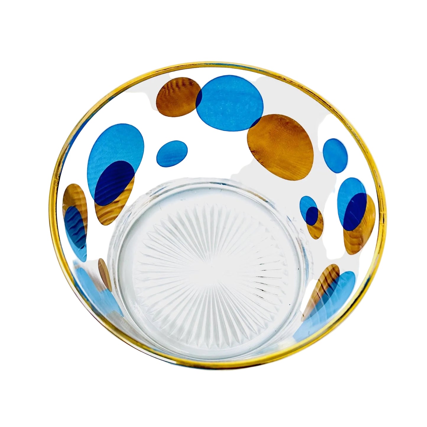 Russel Wright, Glass Ice Bucket, Eclipse, Blue and Gold Dots, Bartlett Collins, 1950s