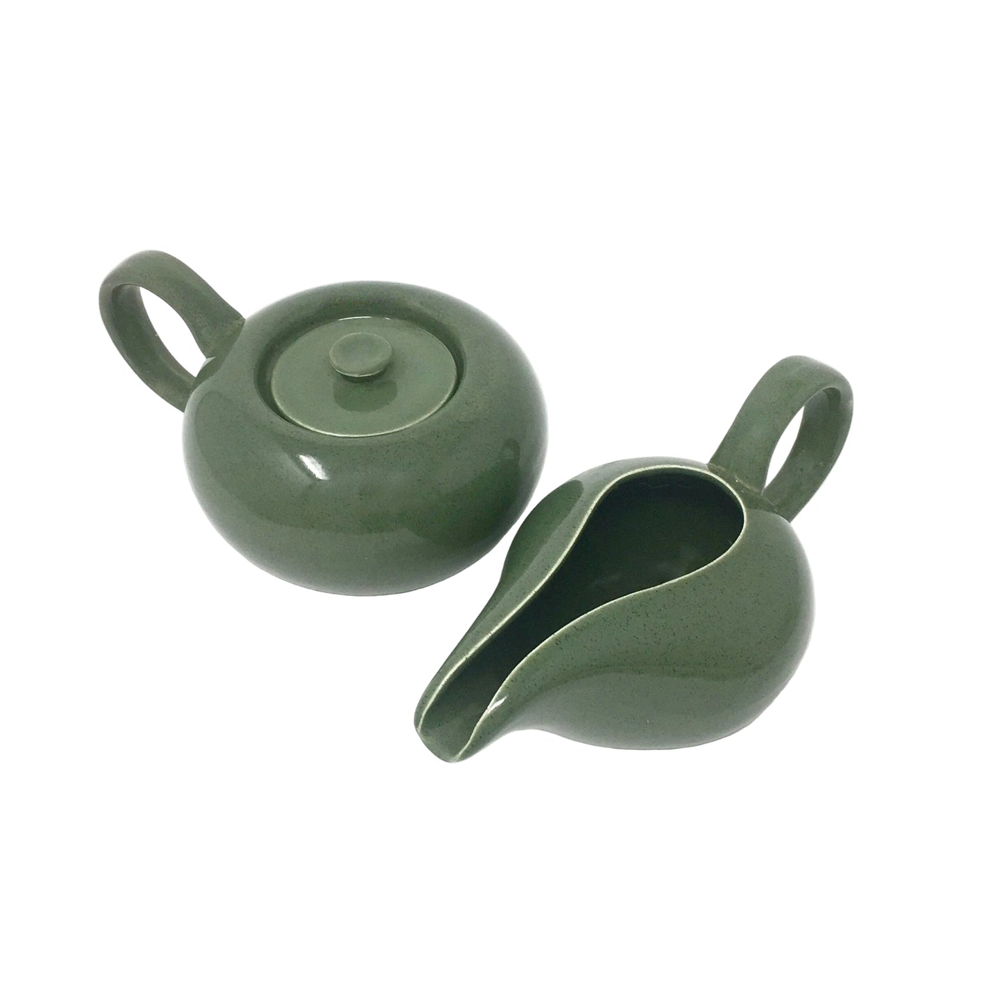 Russel Wright Cedar Green Creamer and Sugar Bowl | American Modern