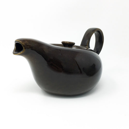Russel Wright Black Chutney Teapot | American Modern Steubenville Pottery