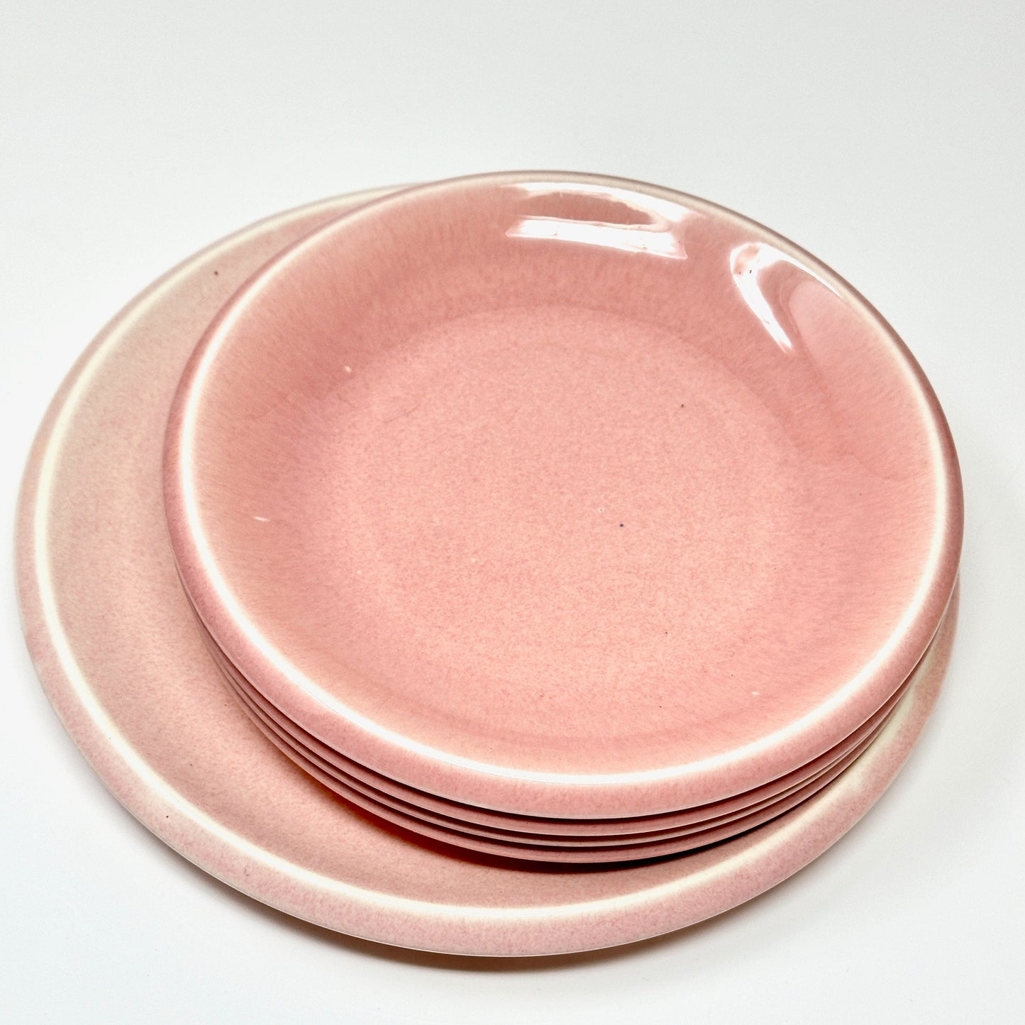 Homer Laughlin Epicure, Dawn Pink, Coupe Bread Plate, MCM Design, East Liverpool, Ohio, 1954