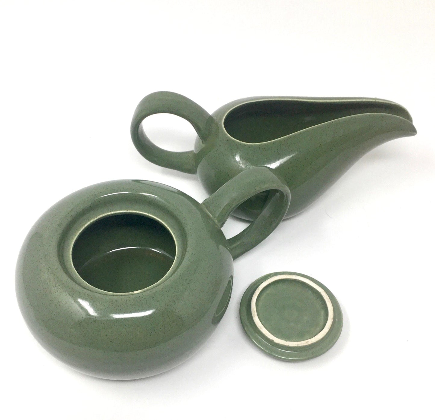 Russel Wright Cedar Green Creamer and Sugar Bowl | American Modern