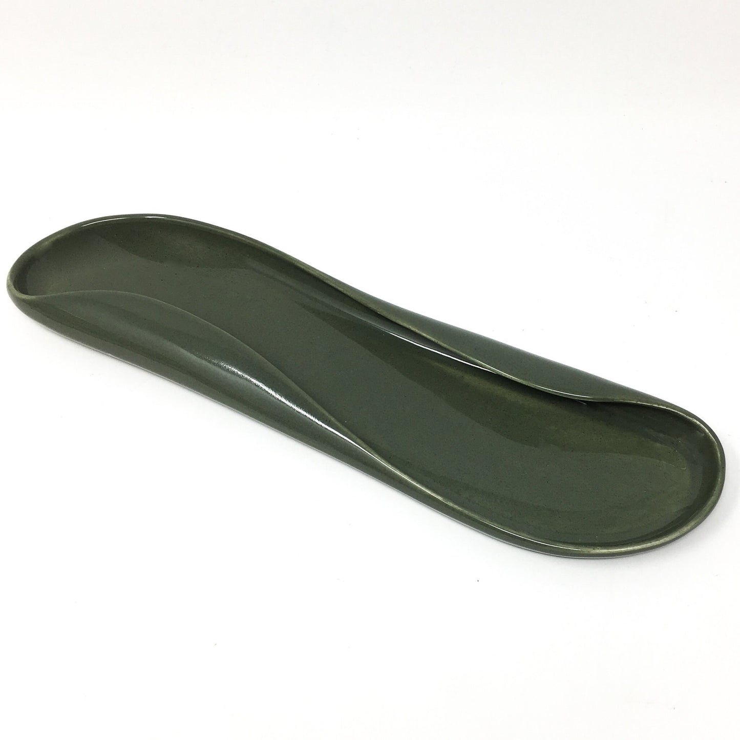 Russel Wright, Celery Tray, Cedar Green, MCM, American Modern, Steubenville Pottery, 1950s