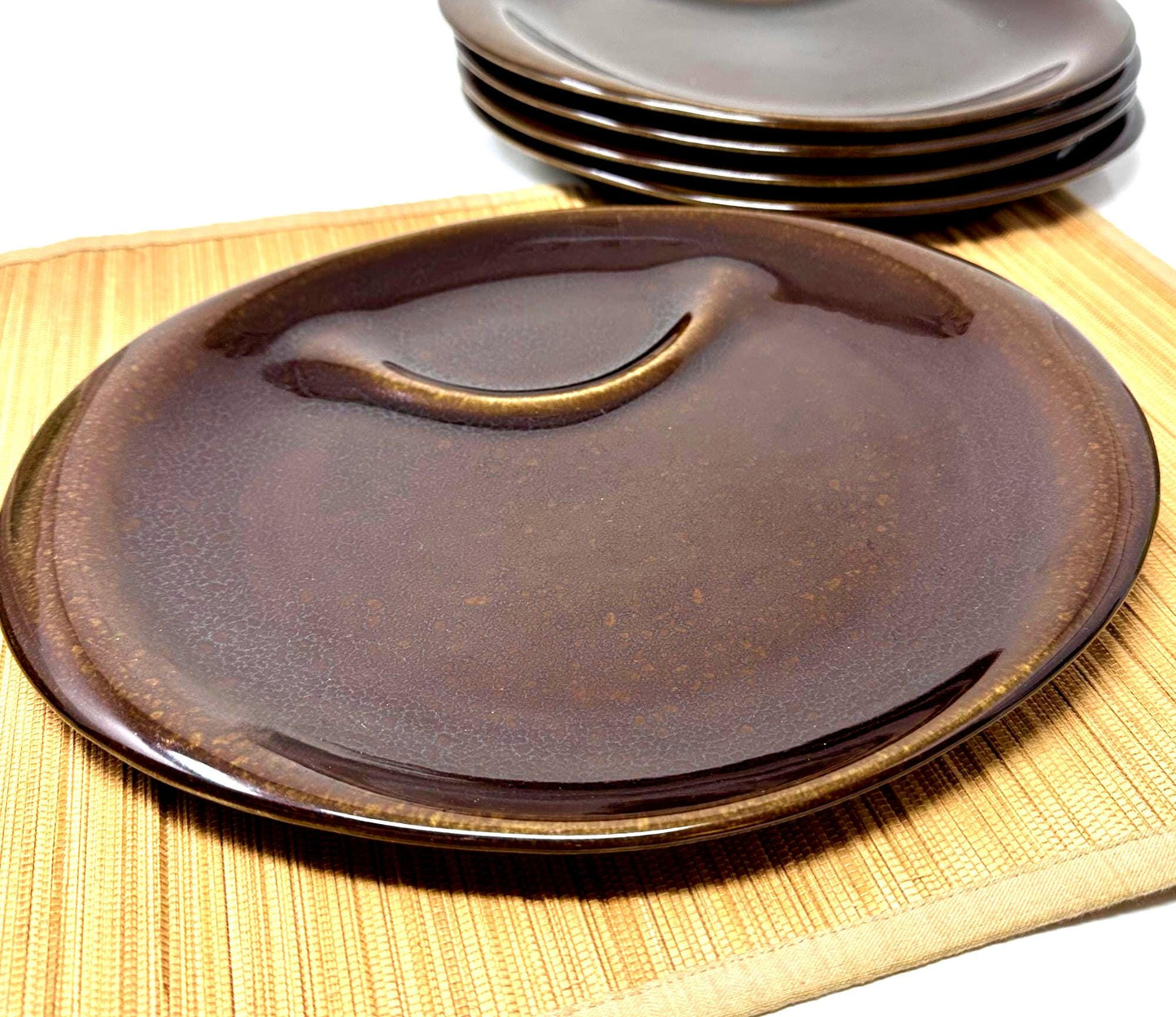 Russel Wright Black Chutney Hostess Plate | American Modern Steubenville Pottery