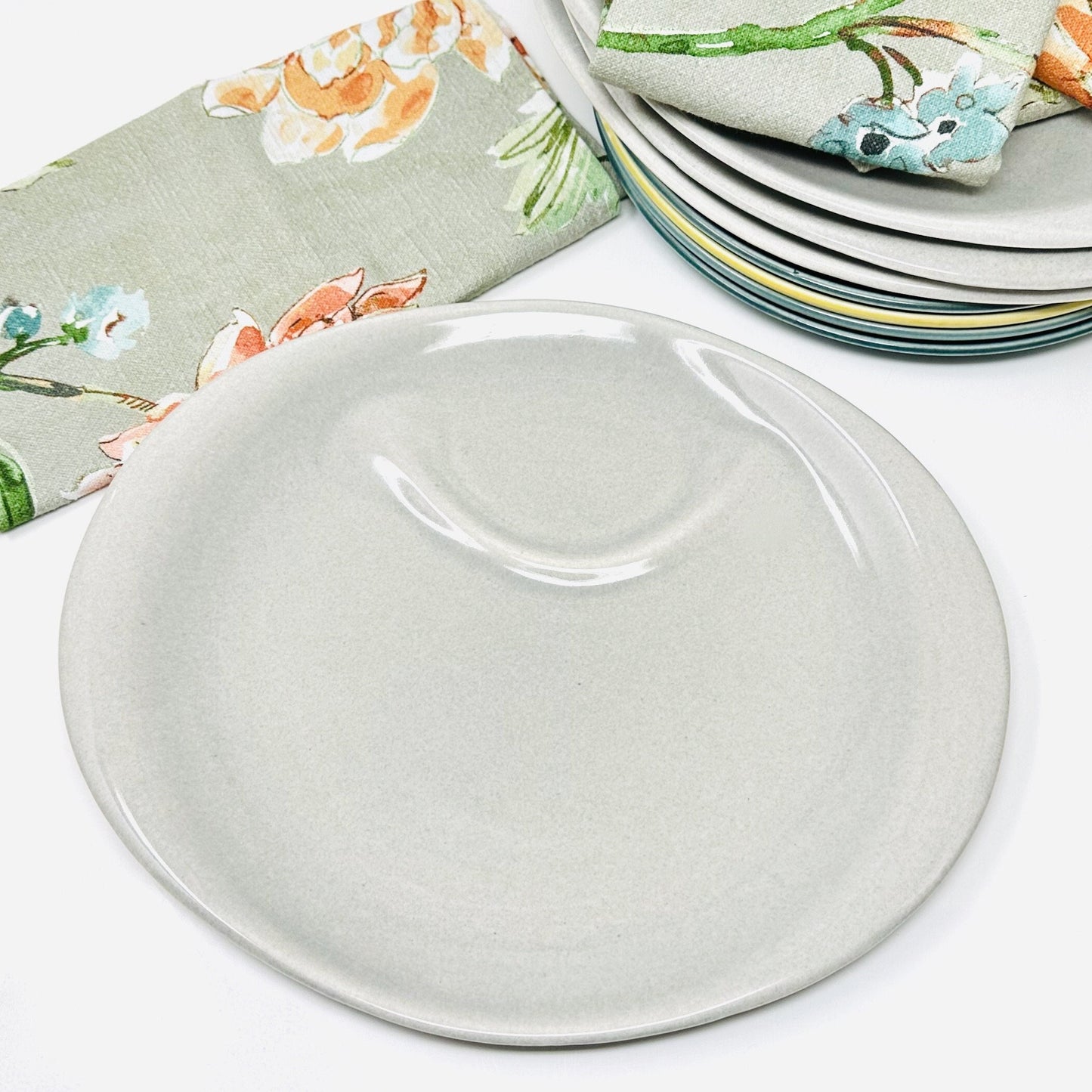 Russel Wright Granite Gray Hostess Plate | American Modern, Steubenville Pottery, 1950s