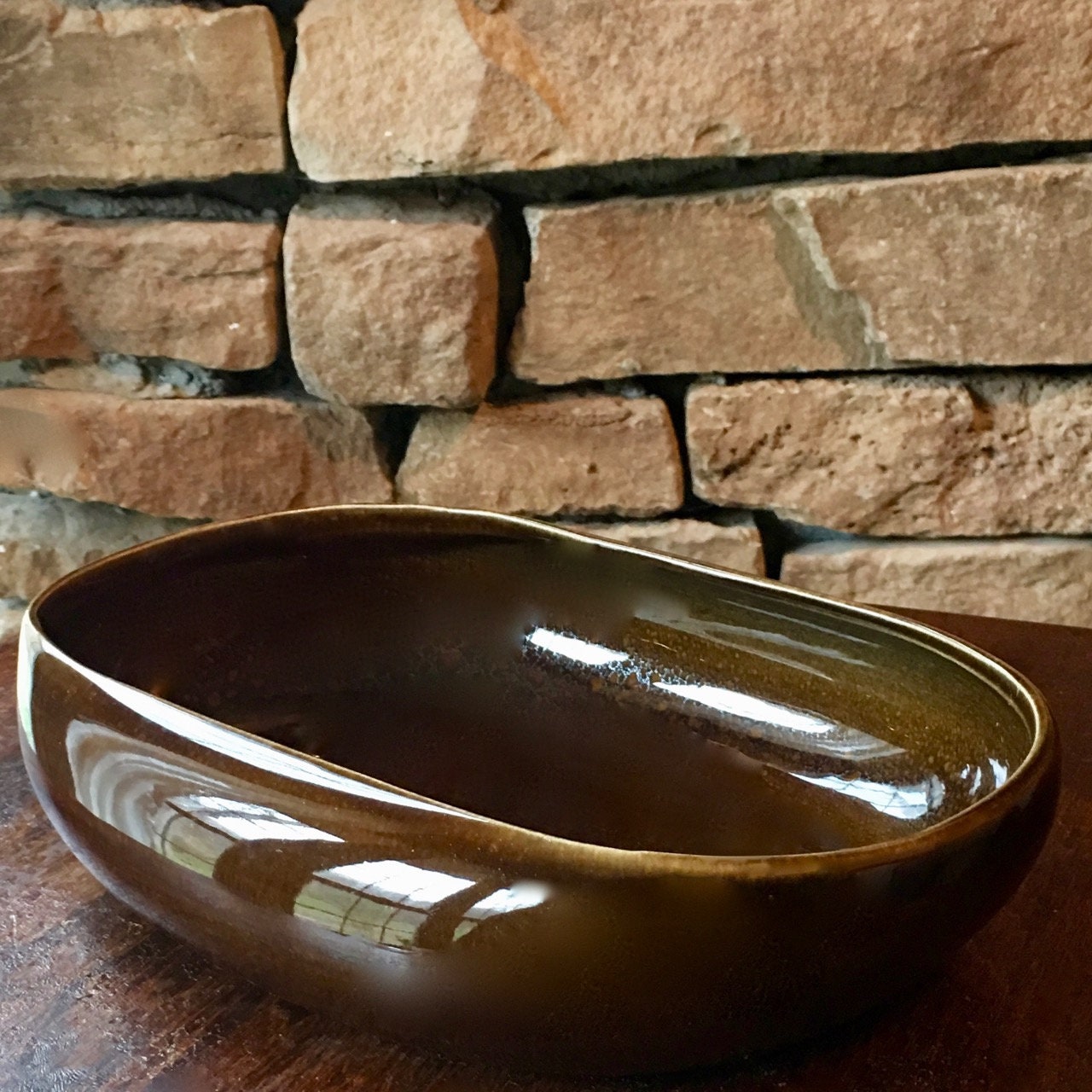 Russel Wright Black Chutney | Vegetable Serving Bowl