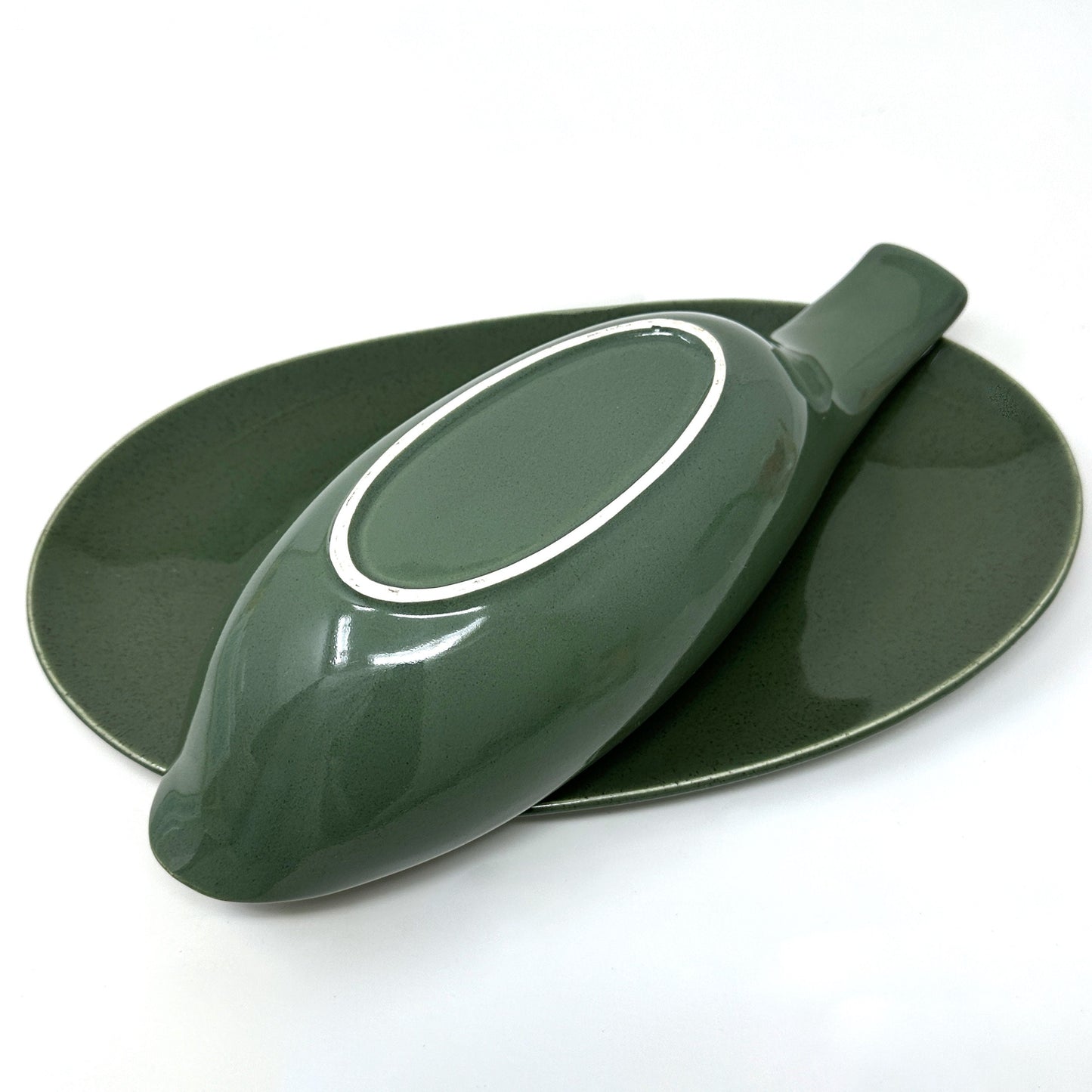 Russel Wright Cedar Green Gravy Boat and Liner | Vintage American Modern
