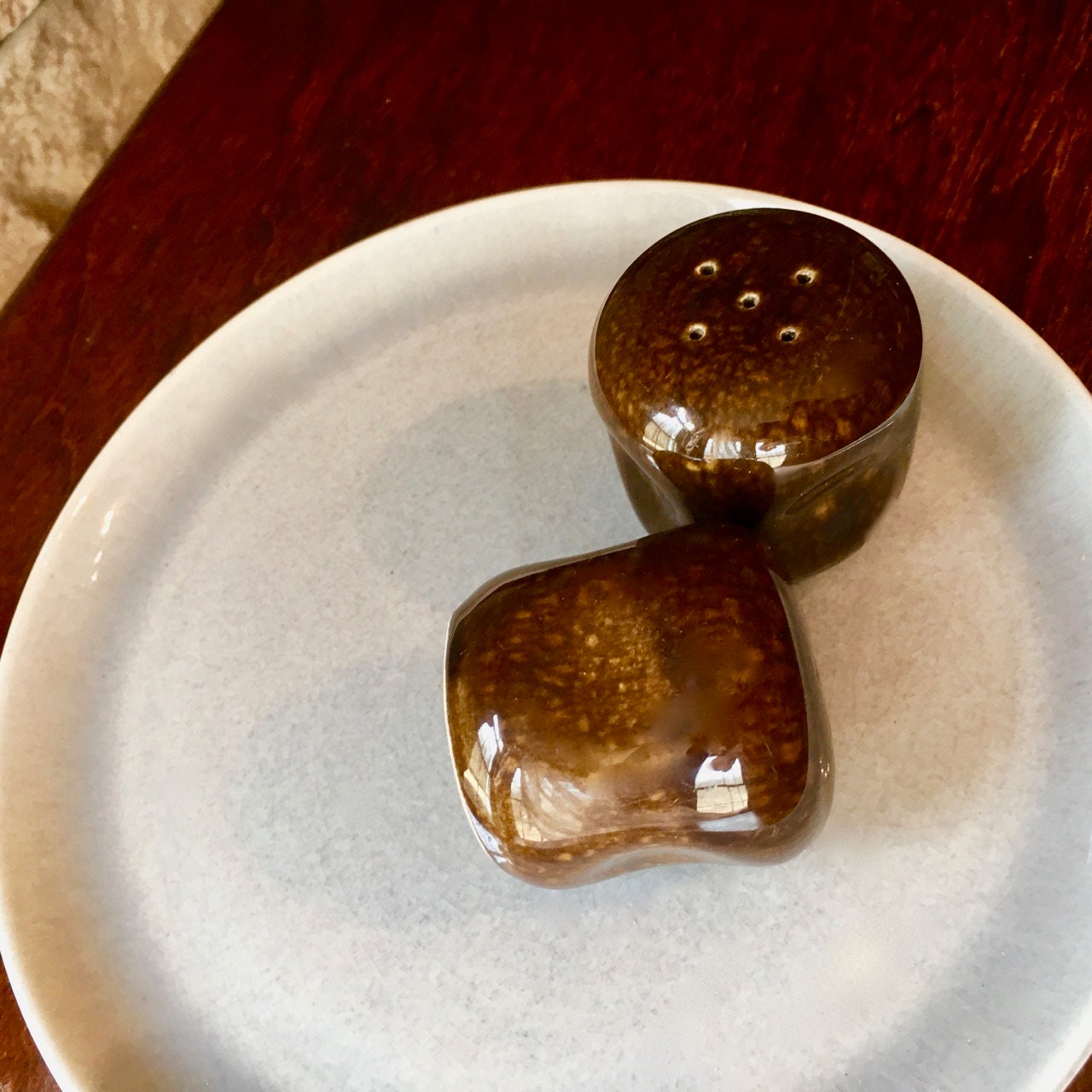 Russel Wright Black Chutney Salt & Pepper Shakers | American Modern Steubenville Pottery