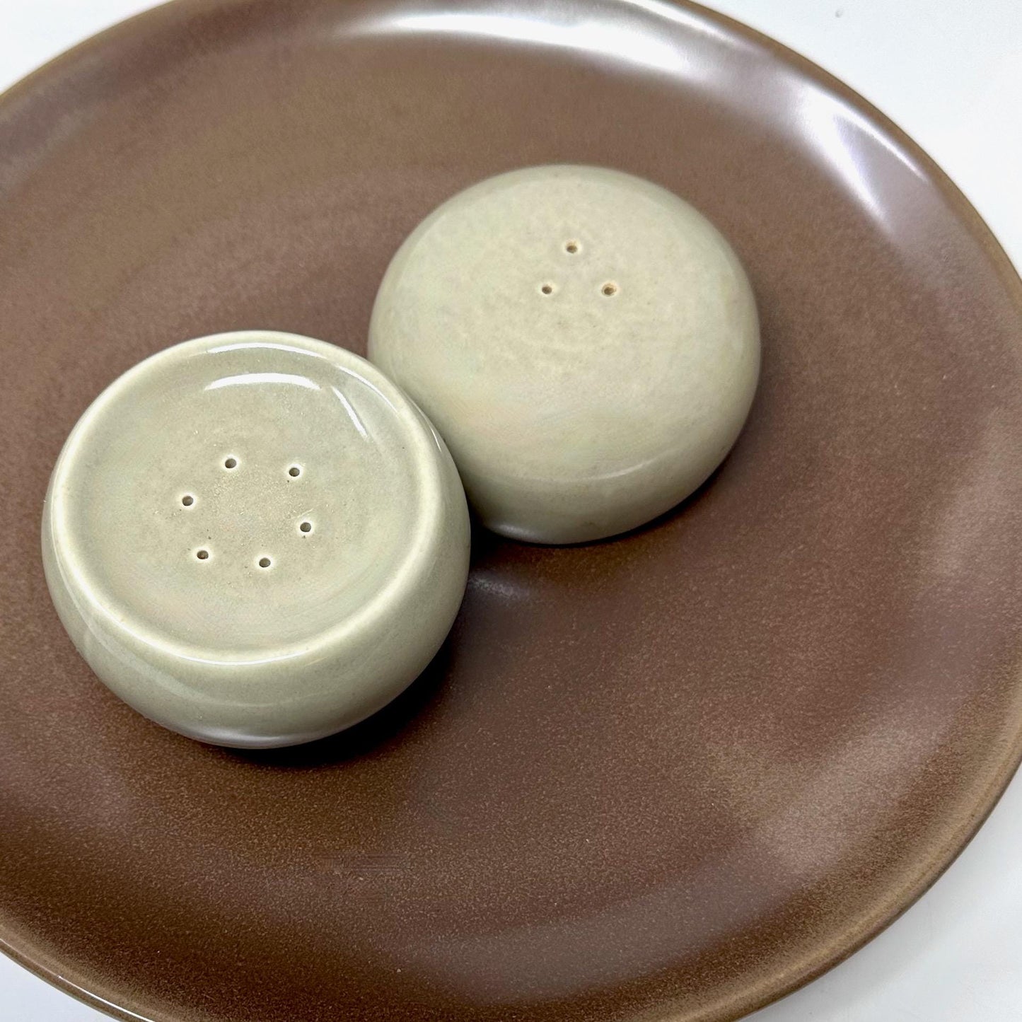 Russel Wright Oyster Salt and Pepper Shakers | Iroquois Casual China