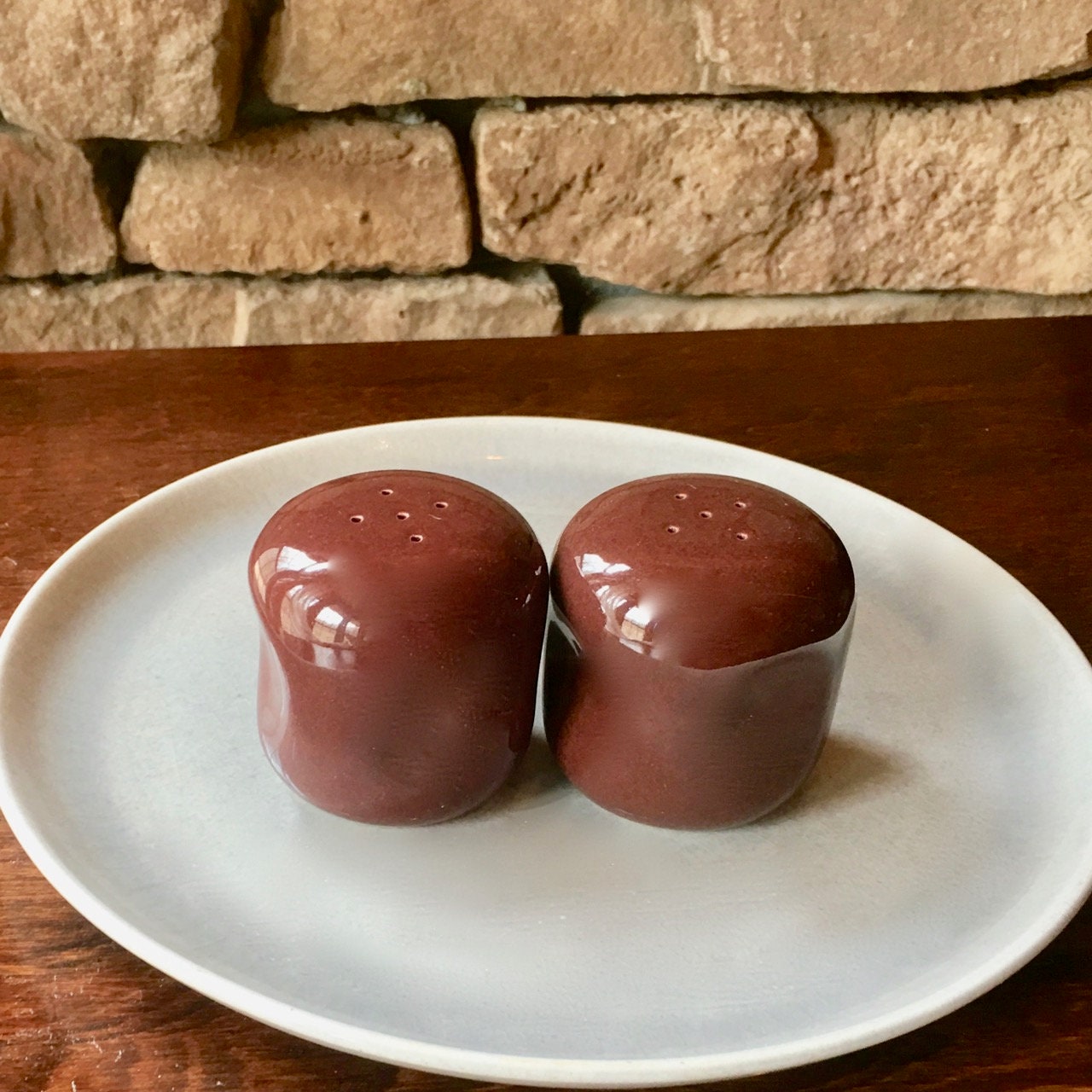 Russel Wright Bean Brown Salt and Pepper Shakers |  American Modern