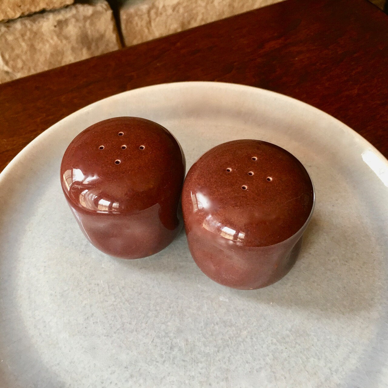 Russel Wright Bean Brown Salt and Pepper Shakers |  American Modern