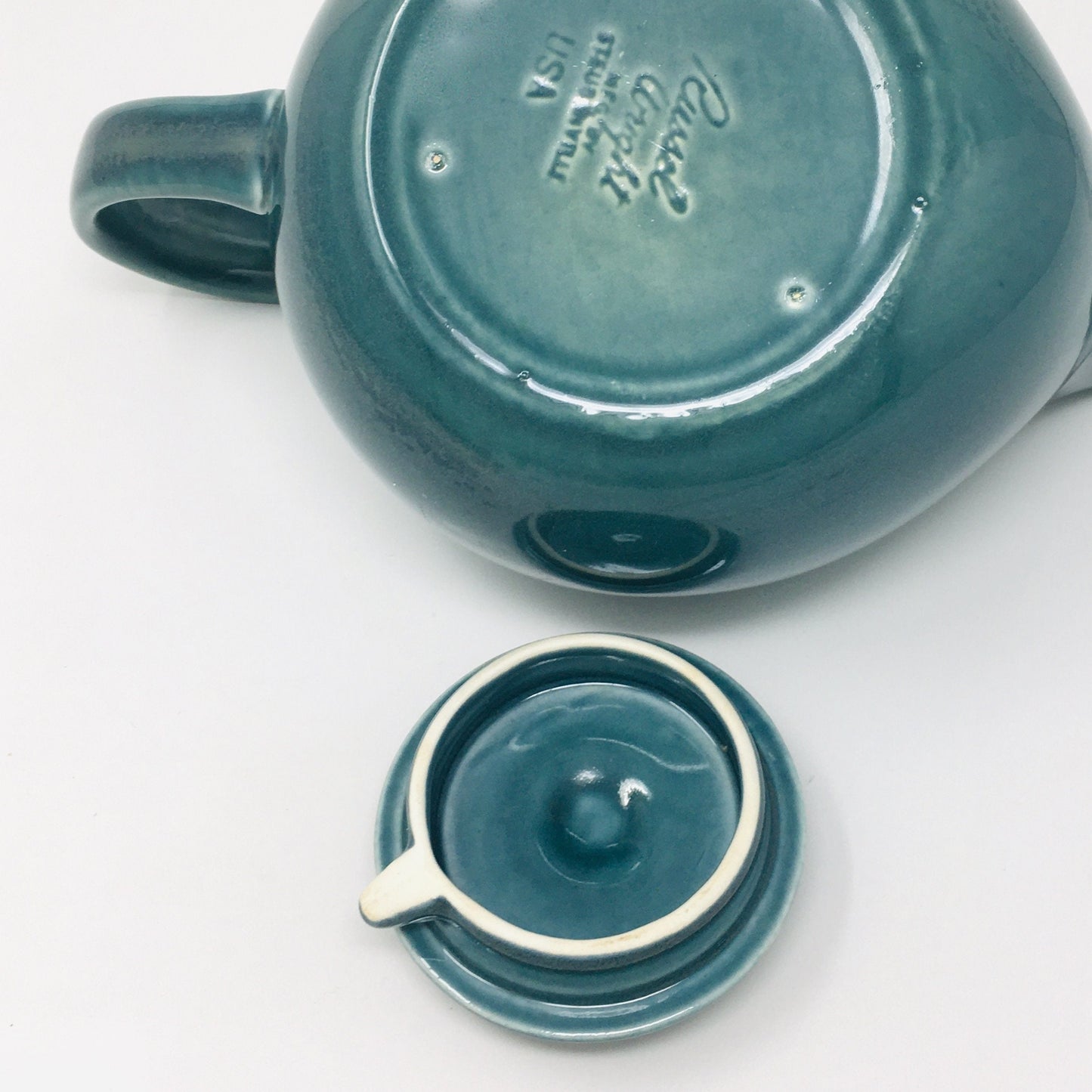 Russel Wright Seafoam Teapot | American Modern Steubenville Pottery
