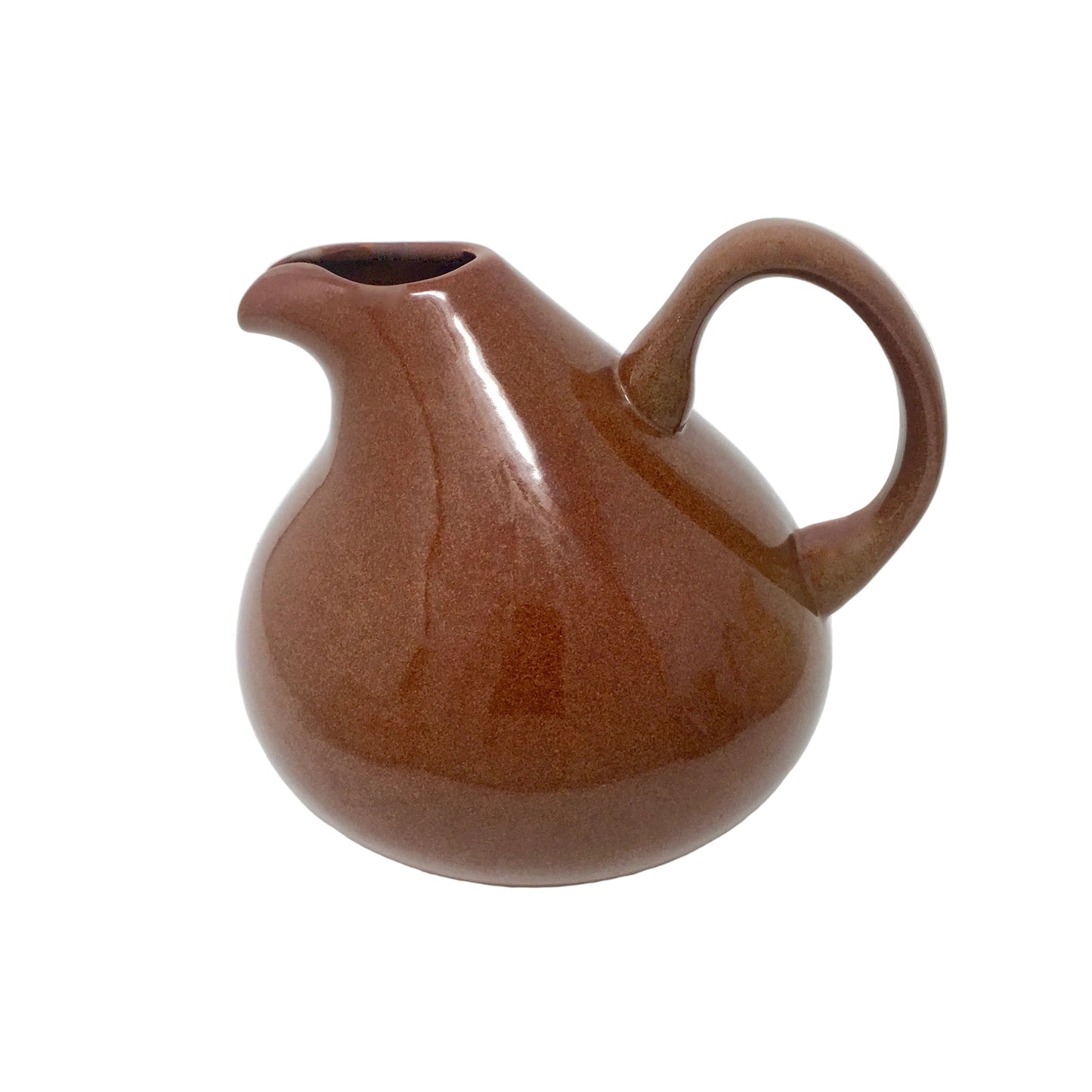 Brown ceramic pitcher on a white background