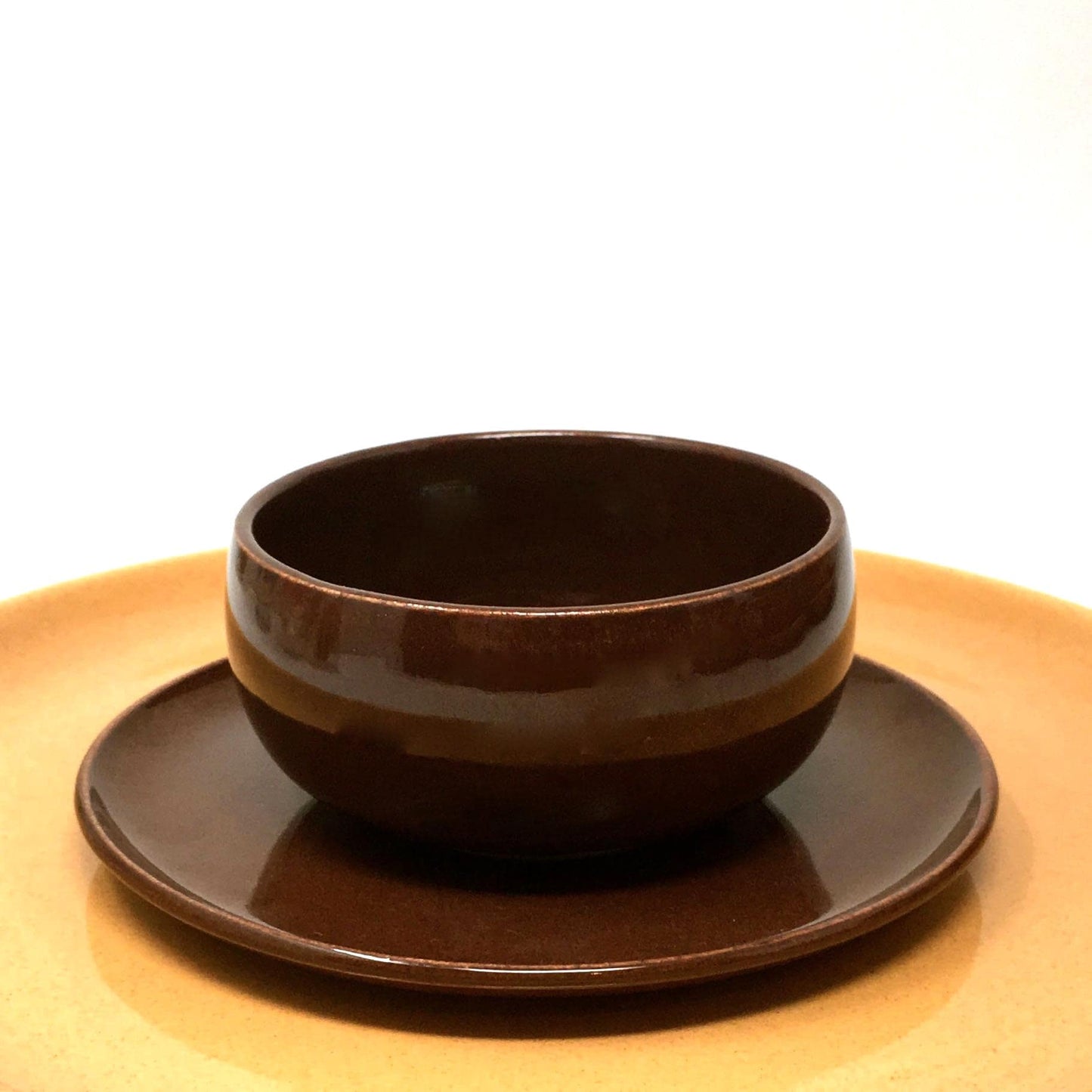 Russel Wright Bean Brown Flat Cup and Saucer |  American Modern