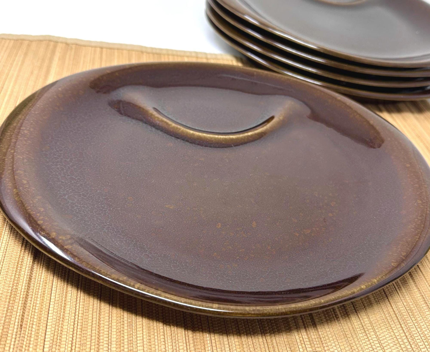 Russel Wright Black Chutney Hostess Plate | American Modern Steubenville Pottery