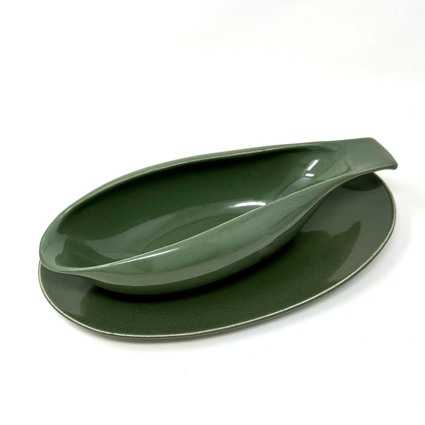 Russel Wright Cedar Green Gravy Boat and Liner | Vintage American Modern