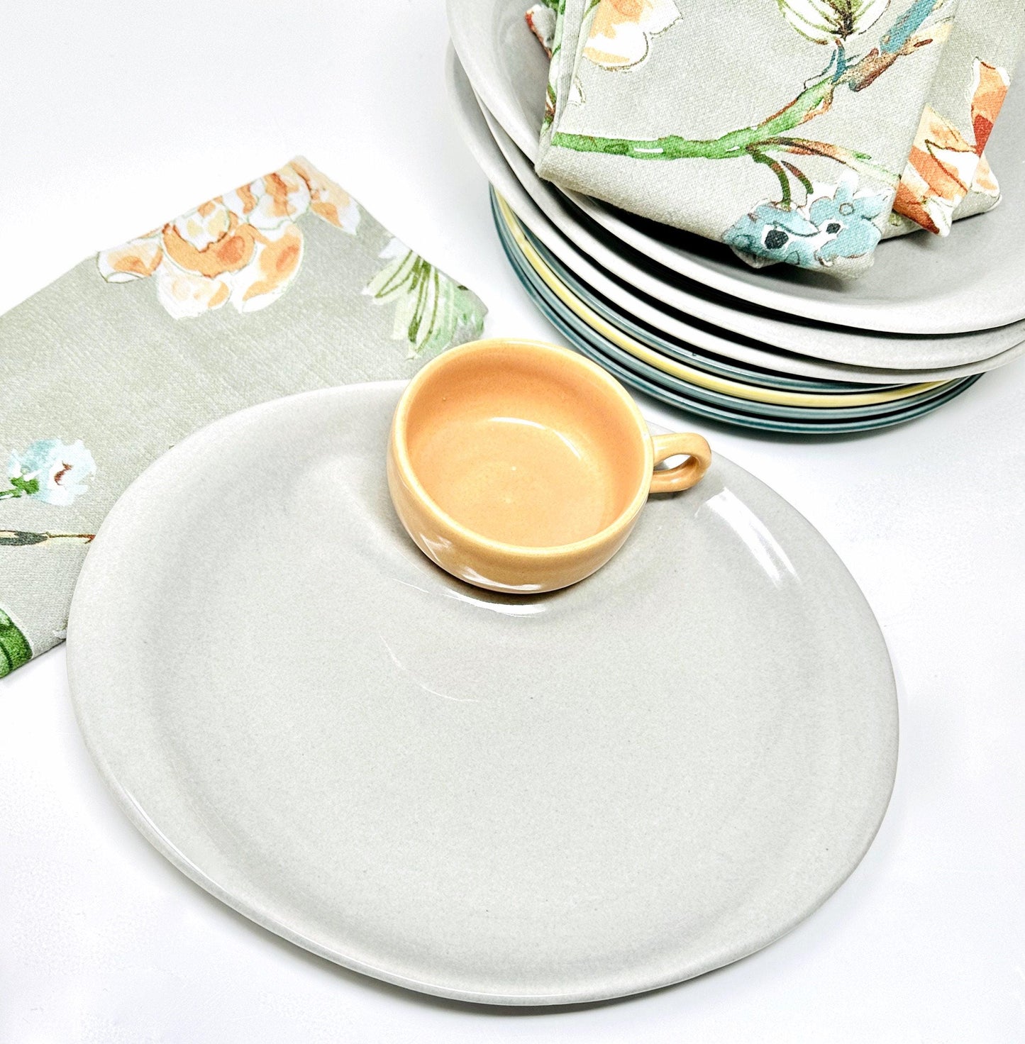 Russel Wright Granite Gray Hostess Plate | American Modern, Steubenville Pottery, 1950s