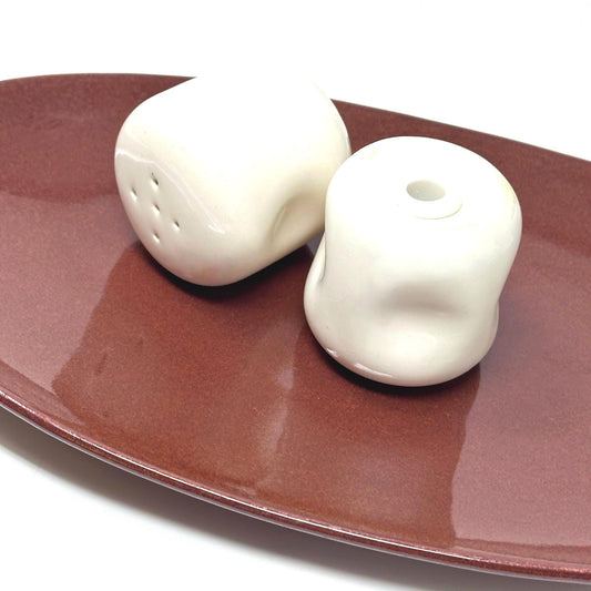 Russel Wright White Salt and Pepper Shakers: American Modern Organic Design