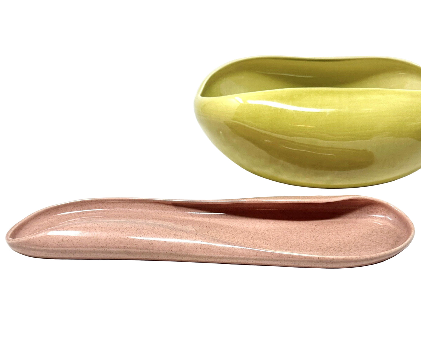 Russel Wright Celery Tray, Coral, American Modern, Steubenville Pottery, 1939-1959