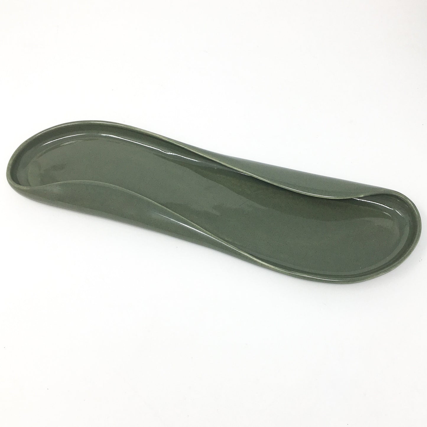 Russel Wright, Celery Tray, Cedar Green, MCM, American Modern, Steubenville Pottery, 1950s