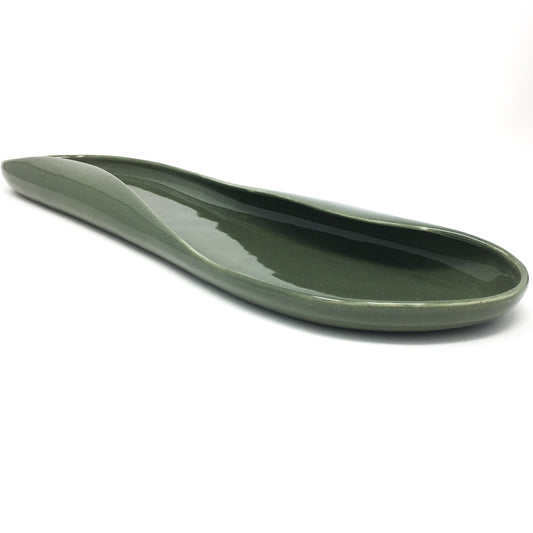 Russel Wright, Celery Tray, Cedar Green, MCM, American Modern, Steubenville Pottery, 1950s