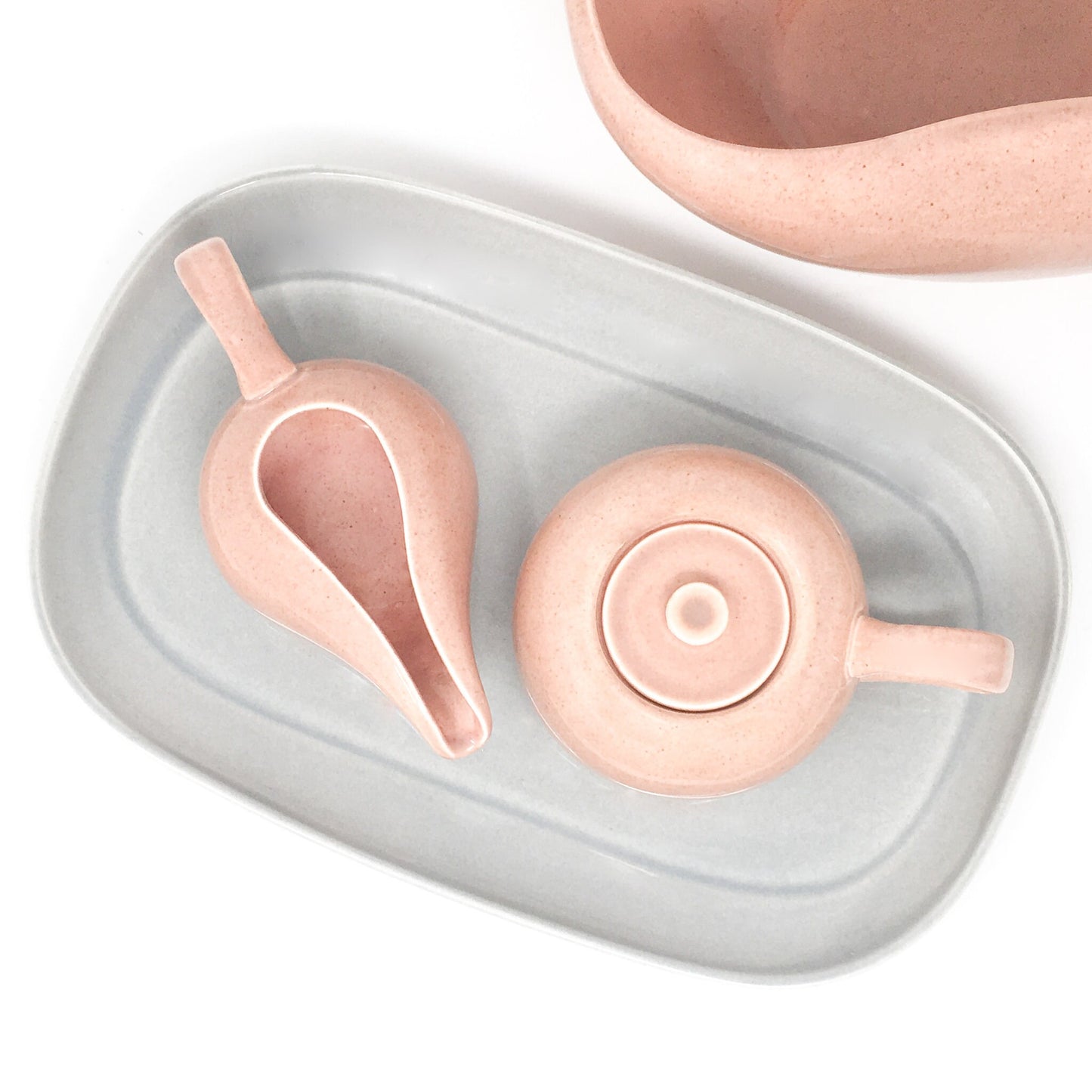 Russel Wright Coral Creamer and Sugar Bowl | MCM Steubenville Pottery