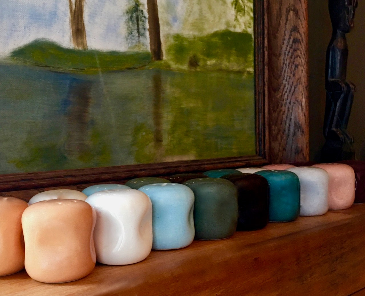 Russel Wright White Salt and Pepper Shakers: American Modern Organic Design