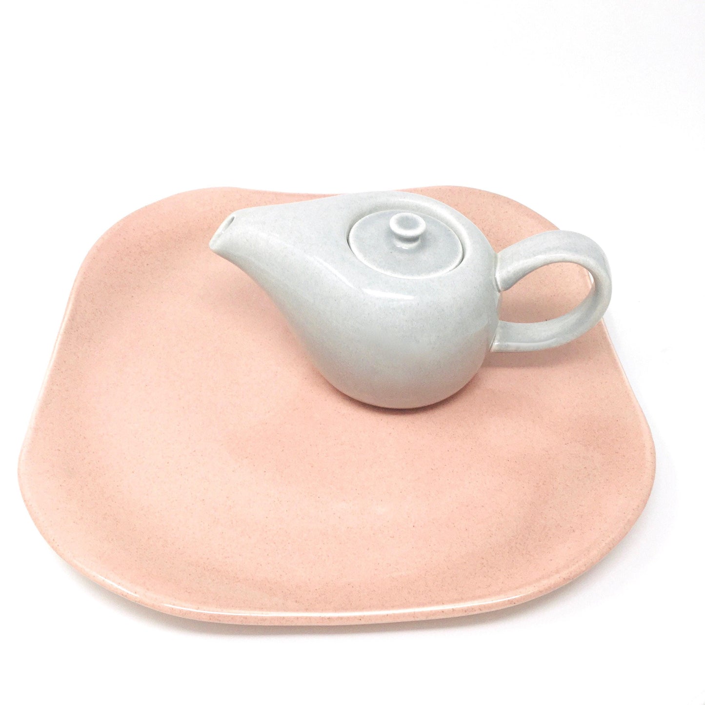 Russel Wright, Chop Plate, Coral, Square Platter, MCM Design, Steubenville Pottery, 1939-1959